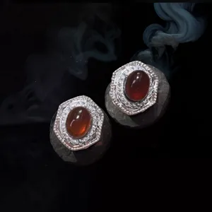 Accessoires de bijoux DIY en grenat naturel avec sertissage halo en zircon brillant et élégant