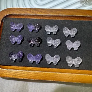 Natural crystal butterfly charms, amethyst and rose quartz DIY jewelry making accessories.