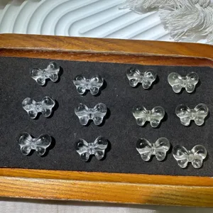 Clear crystal butterfly carvings DIY jewelry accessories, transparent gemstone beads for crafts.