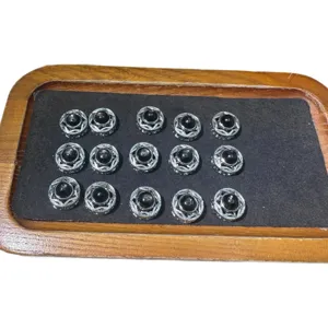 Accessori per bottoni metallici rotanti fai da te con perline di pietra nera set 15.