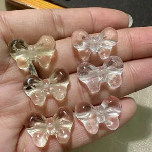 Clear crystal butterfly shape carvings DIY jewelry accessories transparent charms wholesale