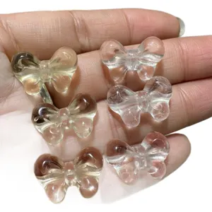 Natural crystal butterfly carvings, high-ice clear and colorful DIY jewelry charms.