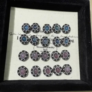 DIY oval crystal rhinestone embedded jewelry accessories set, decorative craft charms.