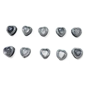 Silver plated heart charm beads with hole, perfect for DIY jewelry making, bracelets and necklaces.