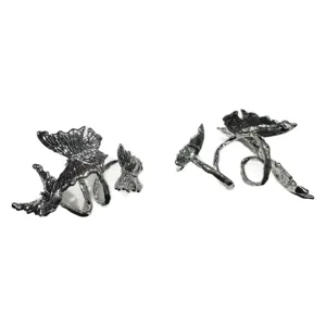 Exquisite Tibetan silver metal jewelry components, avant-garde butterfly and branch design.