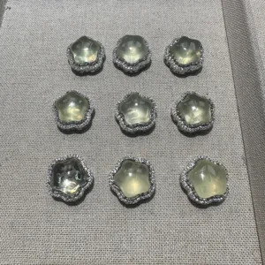 Natural lemon yellow crystal star flower DIY jewelry charms 19mm antique silver alloy findings