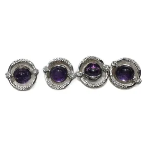 Stunning natural amethyst gemstone turning fortune bracelet with elegant silver orbit design.