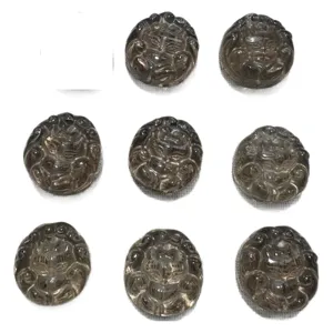 Perles sculptées de renard à neuf queues en quartz fumé naturel, accessoires de bijoux DIY.
