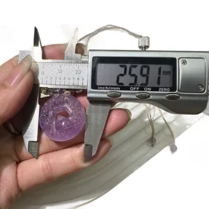 Natural Amethyst Ping An Kou Pendant Necklace with Precision Caliper Size Measurement Main View
