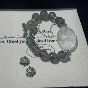 Retro Tibet Silber Schmetterling Kristall Perlen Armband DIY Vintage Mode Schmuck Zubehör