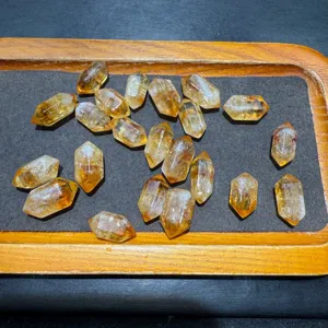 Perline Sfuse in Cristallo di Quarzo Giallo Naturale Forma di Caramella Doppia Punta Irregolare Accessori per la Creazione di Gioielli Fai da Te