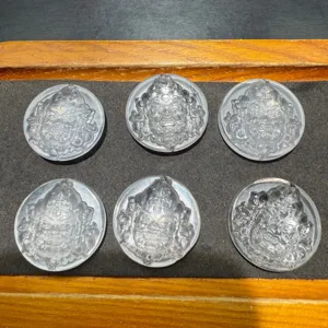 Natural Clear Crystal Vajra Mahakala Round Plate Carved DIY Jewelry Loose Stone Pendant Accessory For Hand String