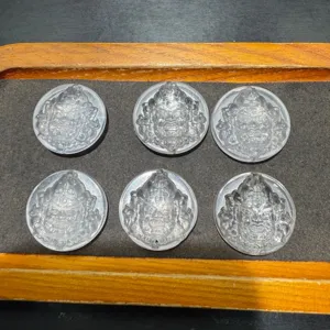 Natural clear crystal carved Vajra round plaque beads for DIY bracelet pendant accessories