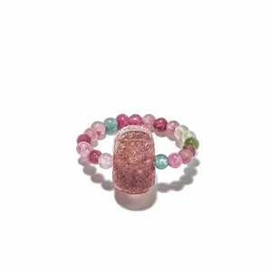 Natural strawberry quartz Pixiu crystal bead bracelet DIY jewelry making accessory