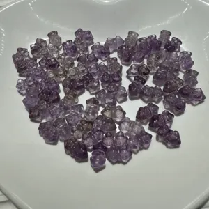 Natural amethyst gemstone beads, crystal small pendants for DIY jewelry making detail.