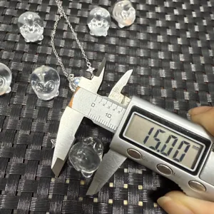 Colgante de escultura de cristal de cuarzo claro conejo regordete detalle de tamaño 15mm