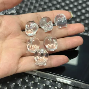 Cristal blanco natural talla de conejo gordo transparente 16x15mm figura de animal