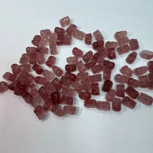 Strawberry quartz Pixiu carved gemstone beads for DIY jewelry bracelets detail view.