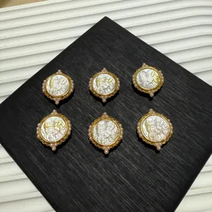Natural mother-of-pearl carved pendant charm jewelry DIY bracelet fashion accessories 6pcs