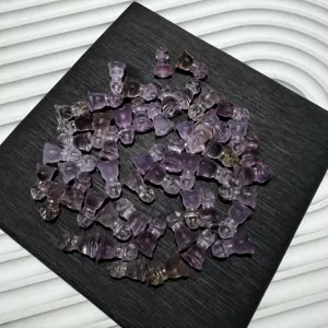Natural amethyst crystal small drop pendant DIY jewelry making component 15x9mm