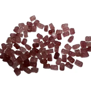 Natural strawberry quartz pixiu carved loose beads for DIY bracelet jewelry making main view.