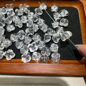 Natural white crystal carved flower loose beads for DIY jewelry making and crafting.