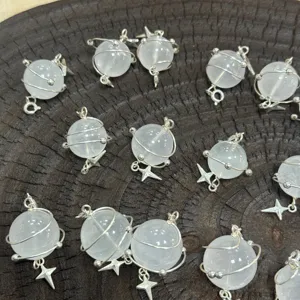 Moda Globo di Cristallo Ciondolo Cristallo Bianco Lattiginoso Singola Perina Accessorio Pendente DIY Creazione Gioielli