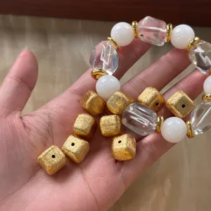 18K gold plated irregular lava texture geometric spacer beads DIY jewelry bracelet