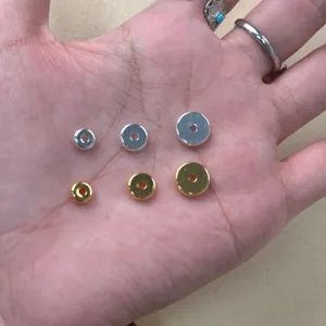 18k gold plated and silver round spacer beads for DIY bracelets and necklaces jewelry making.