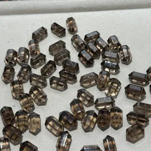 Perles en vrac en quartz fumé naturel double pointe pour accessoires de bijoux DIY.