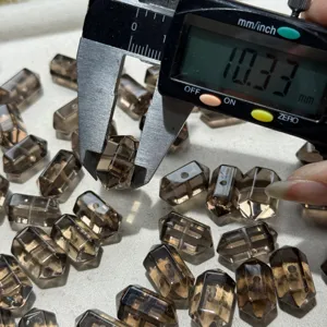 Perles de quartz fumé naturelles à double pointe pour la fabrication de bijoux de bracelet DIY.