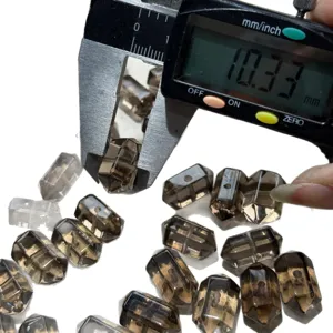 Perles de quartz fumé naturel à double pointe pierres précieuses bracelet DIY fabrication
