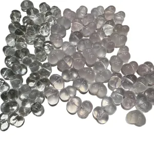 Natural clear and purple crystal peach heart loose beads, bulk wholesale for DIY jewelry making.