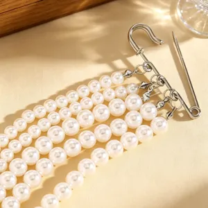 Exquisita broche de hombro con perlas artificiales de múltiples hilos, accesorio nupcial.
