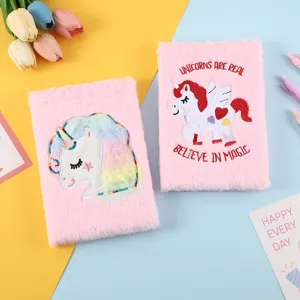 Süßes Plüsch Einhorn Notizbuch Cartoon Tagebuch Flauschiges Schüler Notizheft Schreibwaren Geschenk Schreibbuch