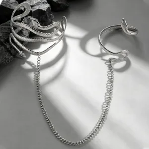 Bracciale da braccio a serpente in argento con catena gioiello corpo stile gotico moda cool