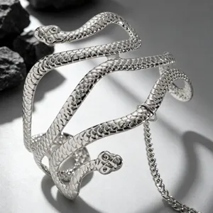 Bracciale da braccio serpente argento, catena corpo serpente multistrato per donne.