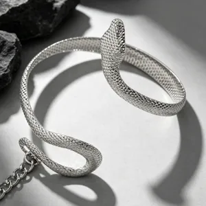 Bracciale da braccio serpente regolabile argento metallo gioielli corpo accessorio moda donna