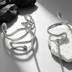 Bracciale da braccio serpente argento multistrato catena stile gotico gioielli corpo