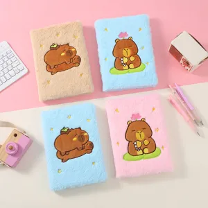 Tragbares Süßes Cartoon Plüsch Notizbuch Hardcover Taschen Notizblock Mit Stickerei Design Für Schule Büro Studenten Schreiben