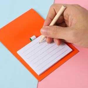 Portable sticky note notebook set with pencil, compact lined memo pad for daily use.