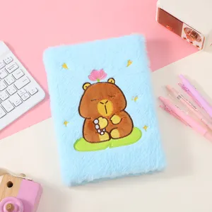 Flauschiges niedliches Plüsch-Notizbuch mit Bärenmotiv, tragbares Mini-Tagebuch für Notizen