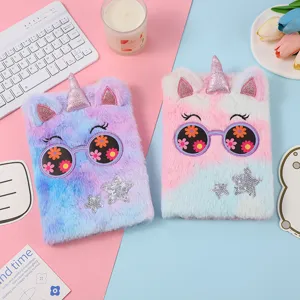 Mignon Carnet en Peluche Licorne de Dessin Animé Journal Moelleux Étudiant Journal D'écriture Papeterie Kawaii Cadeau