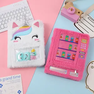 Taccuino in Peluche Simpatico Unicorno Distributore Automatico Diario Studente Manuale Soffice Copertina Morbida Diario Regalo
