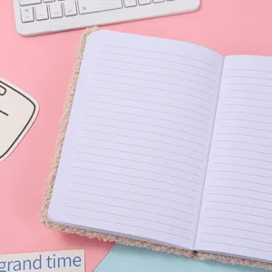 Cute fluffy notebook with lined pages, soft plush cover journal for school gifts and writing.