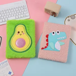 Cute Cartoon Avocado Dinosaur Plush Notebook Soft Cover Student Diary Kawaii Memo Notepad Writing Stationery Gift