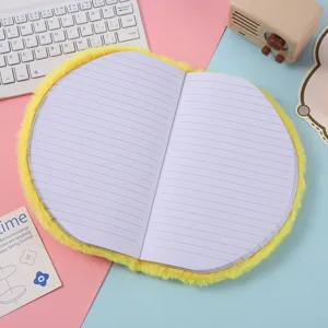 Cuaderno de felpa redondo lindo para niños, diario amarillo suave con páginas rayadas para escribir.