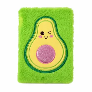 Plush avocado notebook cute fuzzy diary student memo pad soft cover memo book 22cm