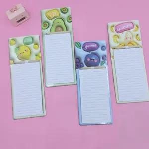 Cartoon Fruit Animal Magnetic Memo Pad Sticky Notes Cute Reusable Notepad With Wooden Pencil For Office School Home