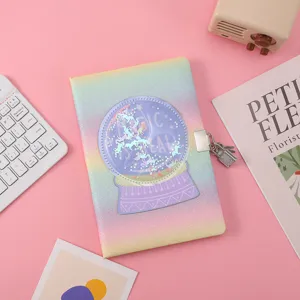 Cute glitter unicorn lock diary notebook for kids girls school pastel stationery gift.